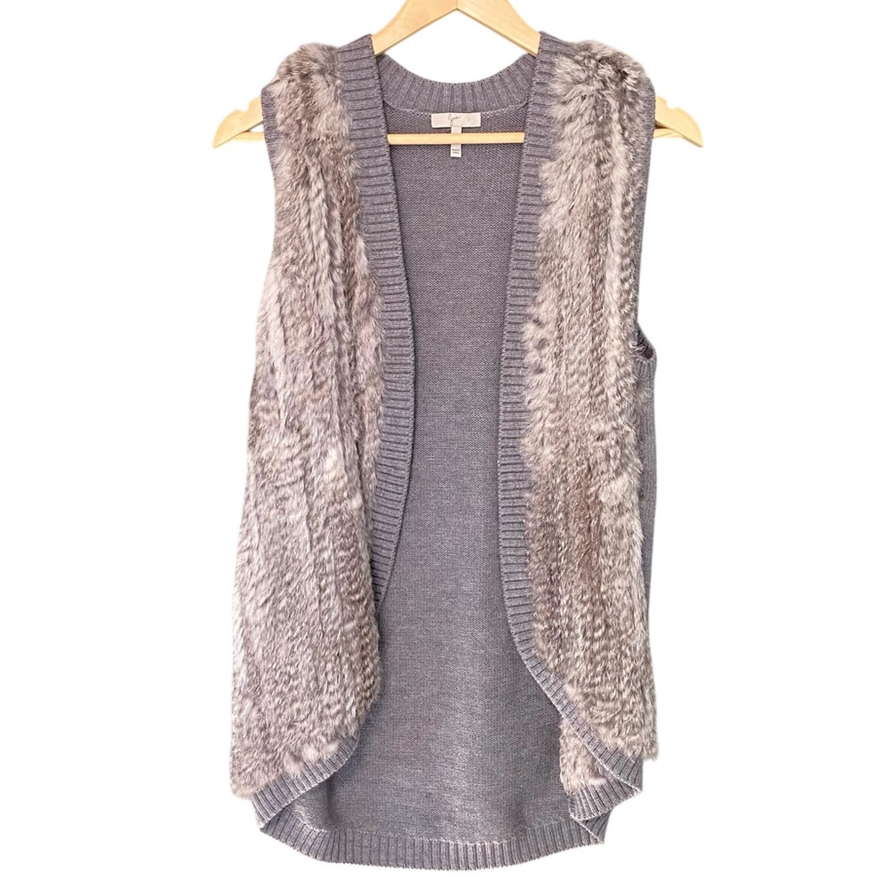 Joie Rabbit Fur Wool Cardigan Vest